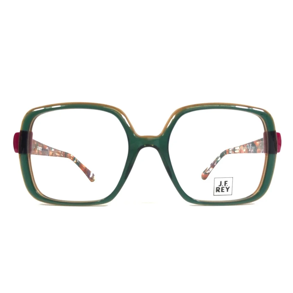 J.F. Rey Eyeglasses Frames JF1548 4332 Green/Raspberry Square Full Rim 51-18-138